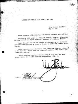 City Council Meeting Minutes, Special, May 17, 1977