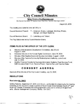 City Council Meeting Minutes, August 23, 2005