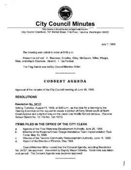 City Council Meeting Minutes, July 7, 1998