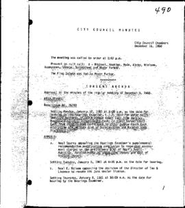 City Council Meeting Minutes, December 16, 1980