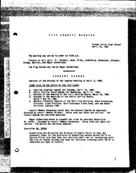 City Council Meeting Minutes, April 10, 1984