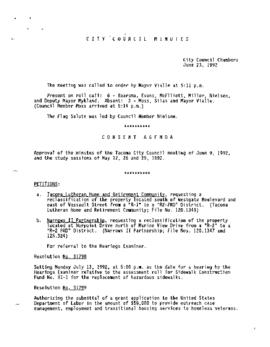 City Council Meeting Minutes, June 23, 1992