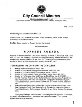 City Council Meeting Minutes, May 1, 2001