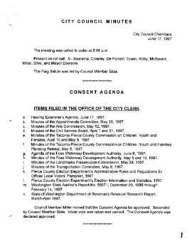 City Council Meeting Minutes, June 17, 1997