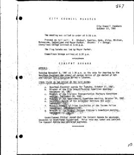City Council Meeting Minutes, October 27, 1981