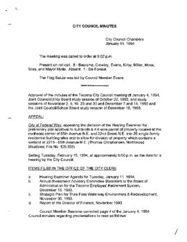 City Council Meeting Minutes, January 11, 1994