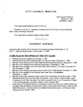 City Council Meeting Minutes, January 7, 1997