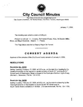 City Council Meeting Minutes, January 11, 2000
