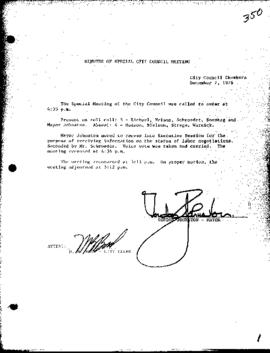 City Council Meeting Minutes, Special, December 7, 1976