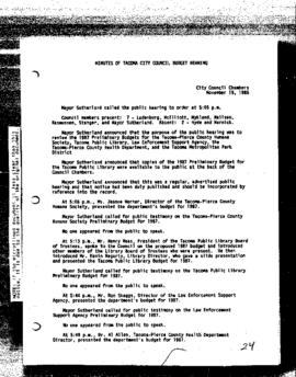 City Council Meeting Minutes, November 19, 1986