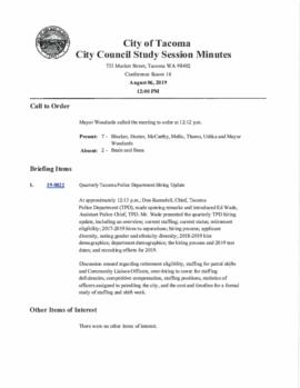 City Council Study Session Minutes, August 6, 2019