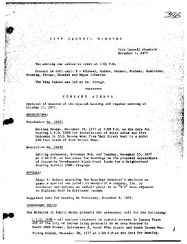 City Council Meeting Minutes, November 1, 1977