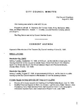City Council Meeting Minutes, August 6, 1996