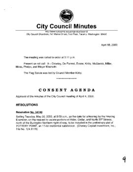 City Council Meeting Minutes, April 18, 2000