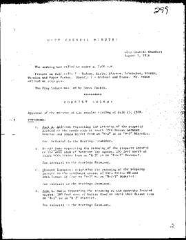 City Council Meeting Minutes, August 1, 1978