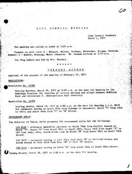 City Council Meeting Minutes, March 1, 1977