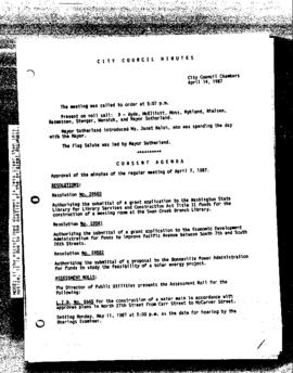City Council Meeting Minutes, April 14, 1987