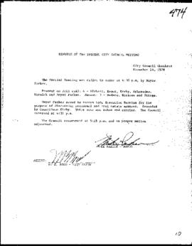 City Council Meeting Minutes, Special, November 14, 1978