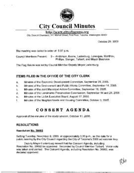 City Council Meeting Minutes, October 25, 2005