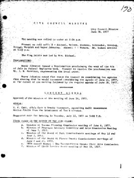 City Council Meeting Minutes, June 28, 1977