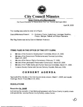 City Council Meeting Minutes, April 26, 2005
