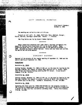 City Council Meeting Minutes, October 4, 1988