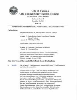 City Council Study Session Minutes, December 3, 2019