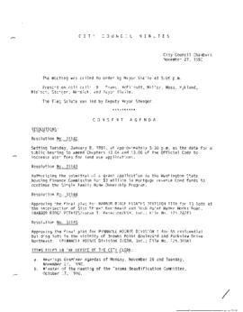 City Council Meeting Minutes, November 27, 1990