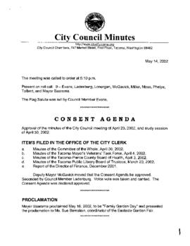City Council Meeting Minutes, May 14, 2002