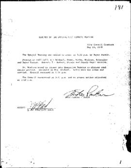 City Council Meeting Minutes, Special, May 16, 1978