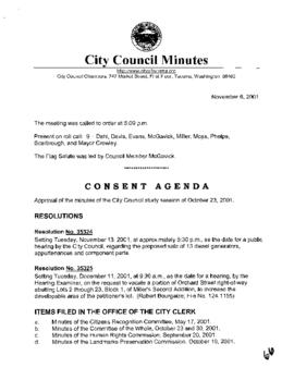 City Council Meeting Minutes, November 6, 2001