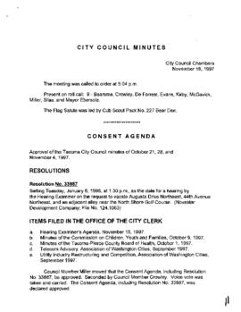 City Council Meeting Minutes, November 18, 1997