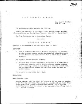 City Council Meeting Minutes, June 20, 1978
