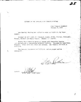 City Council Meeting Minutes, Special, January 9, 1979