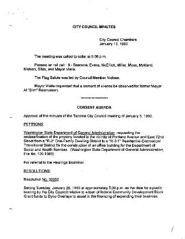 City Council Meeting Minutes, January 12, 1993