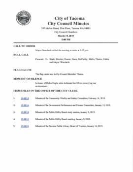 City Council Meeting Minutes, March 19, 2019