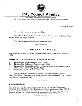 City Council Meeting Minutes, August 17, 1999