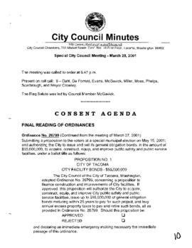 City Council Meeting Minutes, March 28, 2001