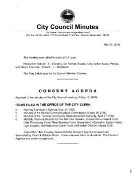 City Council Meeting Minutes, May 23, 2000