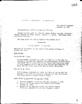 City Council Meeting Minutes, November 8, 1978
