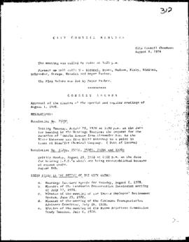 City Council Meeting Minutes, August 8, 1978