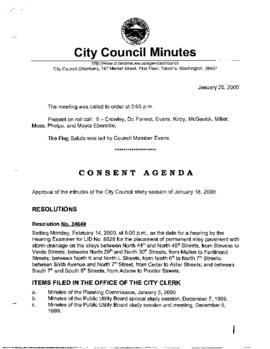 City Council Meeting Minutes, January 25, 2000