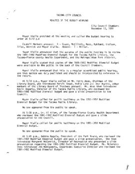 City Council Meeting Minutes, November 13, 1991
