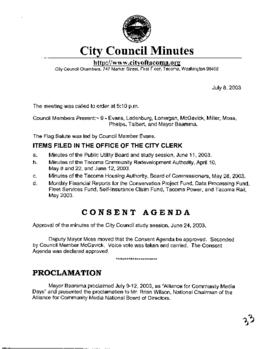 City Council Meeting Minutes, July 8, 2003