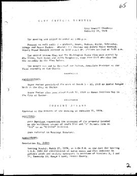 City Council Meeting Minutes, February 28, 1978