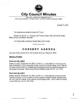 City Council Meeting Minutes, August 15, 2000