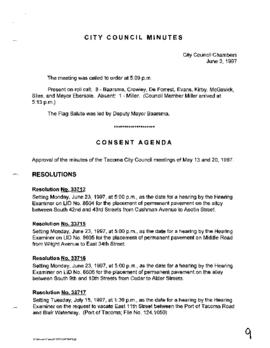 City Council Meeting Minutes, June 3, 1997