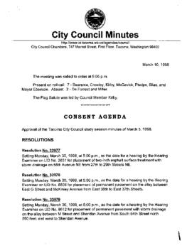 City Council Meeting Minutes, March 10, 1998