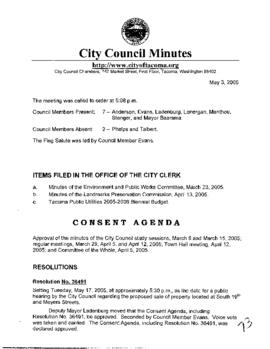 City Council Meeting Minutes, May 3, 2005
