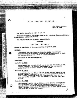 City Council Meeting Minutes, April 24, 1984